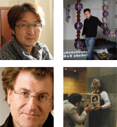 From upper left:<br />Ota Hiroki,<br />Jean-Michel Othoniel,<br />Alfredo Jaar,<br />Orimoto Tatsumi