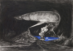 <span class='t-l w250'><em>Night Shift - from the series Black Ships Ate the Sky</em><br />2009<br />colored pencil on paper<br />44.5×36.5cm<br />Courtesy: Rodeo</span>